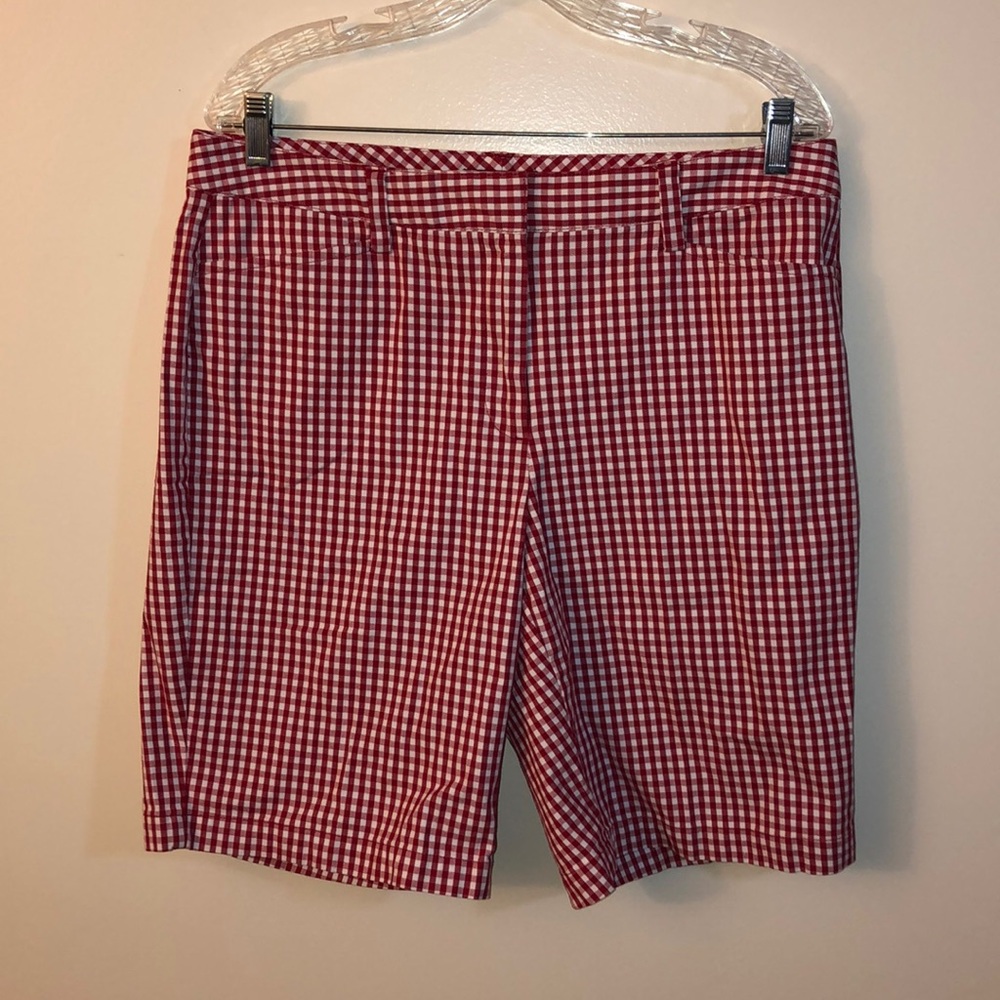 Red & White Gingham Lands' End Shorts, Size 12